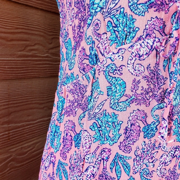 NWT Simply Southern Seahorse Pattern Maxi Dress Size Medium Pink Blue - Picture 14 of 15